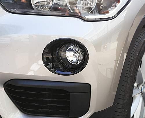 Miniatura 3 de YIWANG ABS cromo delantero antiniebla cubierta de la lámpara Trim 2 unids para BMW X1 F48 2016 2017 2018 2019 Auto Accesorios (negro brillante)
