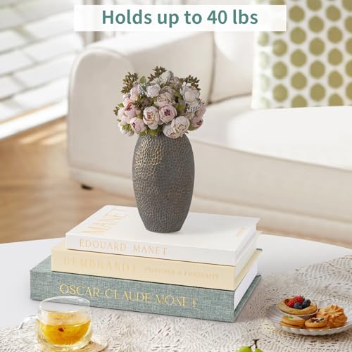 Beautiful Decorative Books - Set of 3 Linen Storage Boxes for Coffee Table, Bookshelf or Mantel Decor - Aesthetic Fake/Faux Books for Modern Home Decoration, Photo Storage and as a Keepsake Box - Image 7