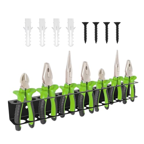 Qivine 40cm Zangenhalter mit 14 Löcher, Werkzeug Organizer Wand mit Schrauben und Expansionsrohr, Metall Werkzeug Wandhalterung für Werkstätten, Werkbänke, Garagen