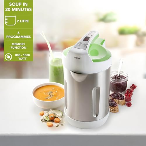 DOMO DO705BL Suppenkocher - 2L - 6 Programme - LED - Mit Marmeladenfunktion - Edelstahl