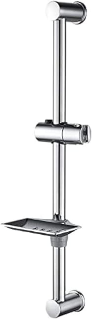 Ibergrif M20802 Shower Riser Rail, Wall Mounted Shower Slide Bar with Soap Dish Bracket Chrome Adjustable Shower Head Holder Bar for Bathroom