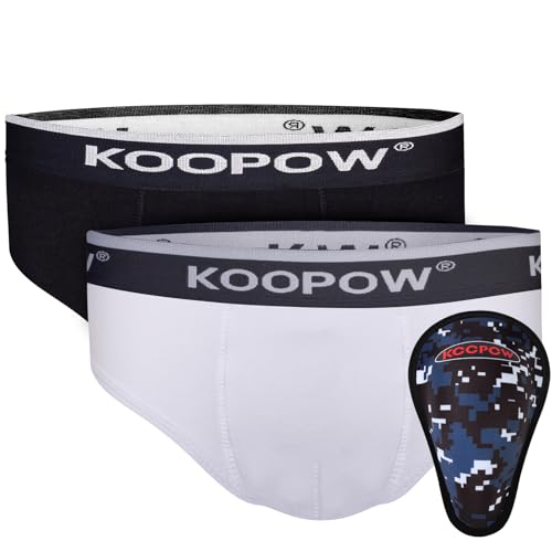KOOPOW Youth Boys Baseball Cup Briefs With Soft Protective Athletic Underwear for Football, Lacrosse
