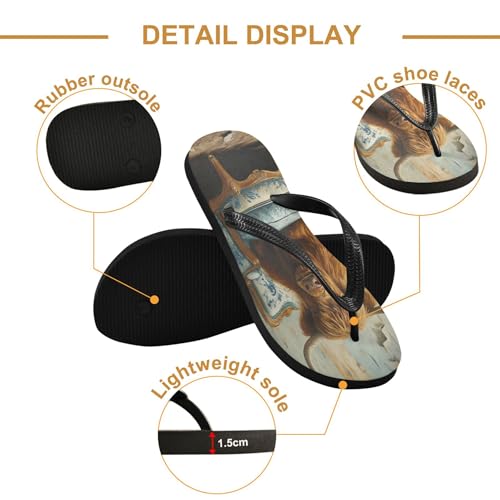 Burbuja Highland Cow Flip Flops for Women Men, Soft Thong Sandals Rubber Slippers for Pool Beach Essentials3
