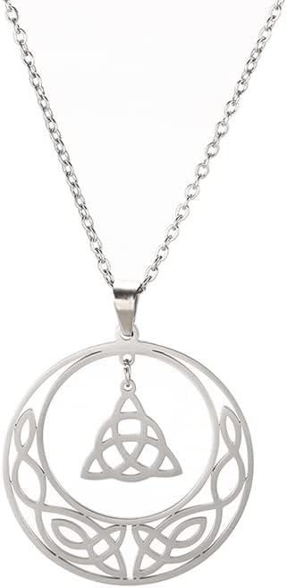 LIKGREAT Collar de triquetra con nudo de la Trinidad Celta Triquetra, nudo celta, collar con colgante de amuleto, joyería de brujería, Acero