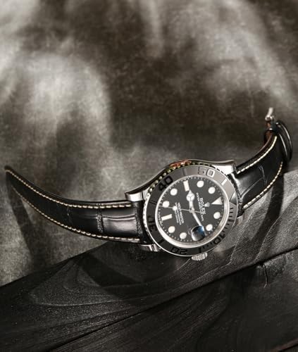 REZERO Leather Watch Bands for Men, Quick Release Watch Straps, Luxury Italian Alligator Grain Embossed Band Replacements 19mm 20mm 21mm 22mm - 1