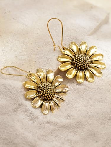 MINACHI Boho Vintage Summer Gold Plated Sunflower Drop Dangle Earrings Jewelry Gift for Women2
