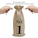 HRX Package 10pcs Burlap Wine Bags with Tags for Blind Wine Tasting, Numbered Hessian Cloth Glass Bottle Gift Bags for Christmas Wedding Party Decoration