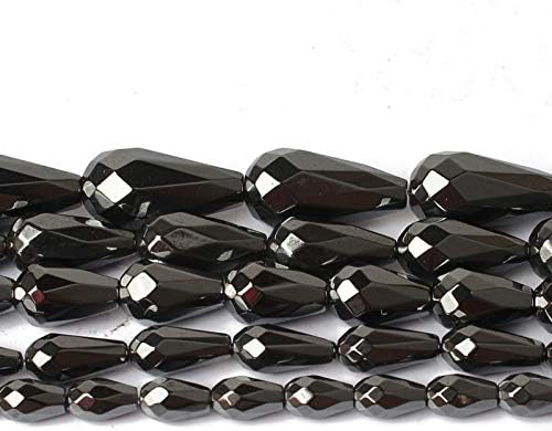5x8/6x12/8x12/8x16/10x12mm Natural Faceted Black Hematite Teardrop Waterdrop Beads for Jewellery Making Bracelet Necklace15'' - (Item Dia: 10x12mm)