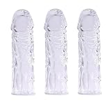 Penis Extender Sleeve Set with Muscle Texture for Men – 3 Clear Reusable Cock Sleeves for Penis extendors &Male masterbator Sleeve, Soft TPE Penis Extension Sheath, Advanced Adult Toy for Couples