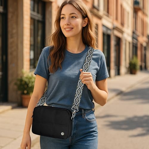 Crossbody Bags for Women, Small Quilted Shoulder Handbag with Adjustable Guitar Strap and Card Slots, Travel Purse2