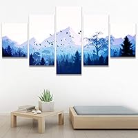 SIGNWIN 5 Panel Canvas Wall Art Modern Art Birds Bohemian Expressive Group Multicolor Photography for Home Decorations Ready to Hang - 60