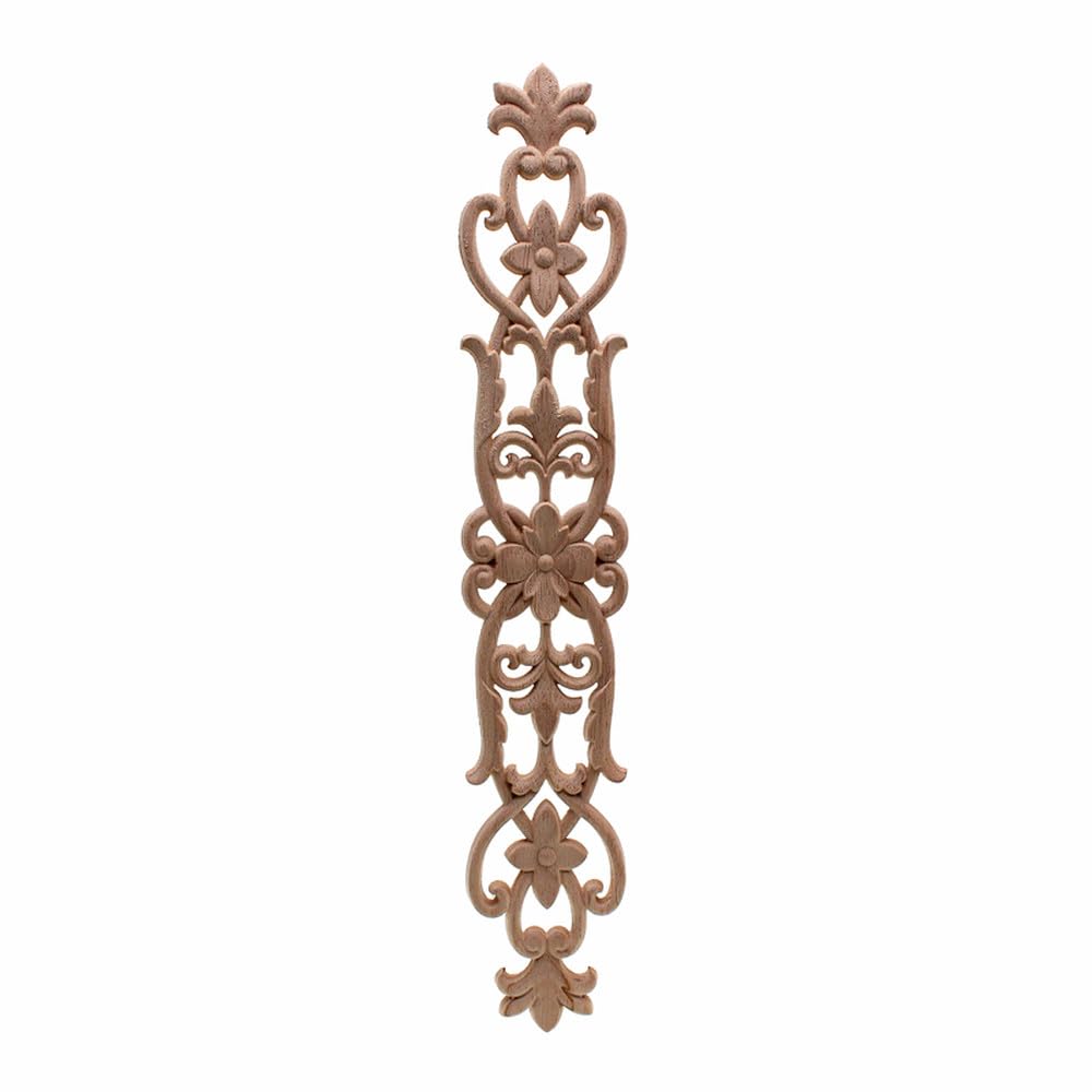 Ornement décoratif en bois sculpté applique florale 35x6 cm pour fronton de porte et meuble