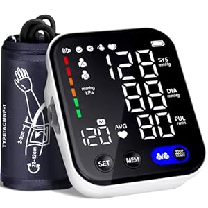 Blood Pressure Monitor, Upper Arm Blood Pressure Monitors for Home Use, Adjustable 8.7″-16.5″ Blood Pressure Cuff, 2-User 2X120 Memory, One Touch Operation, Accurate BP Machine