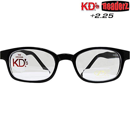 The Original KD's Biker Shades By PCSUN Black Frames +2.25 Magnification Clear Lenses2
