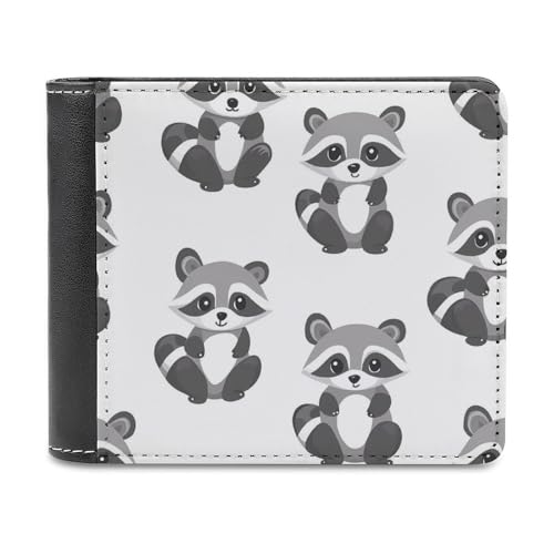 Gray Raccoons Pattern Fashion Bifold Wallets for Men Women Slim & Thin Credit Card Holder Wallet Purse