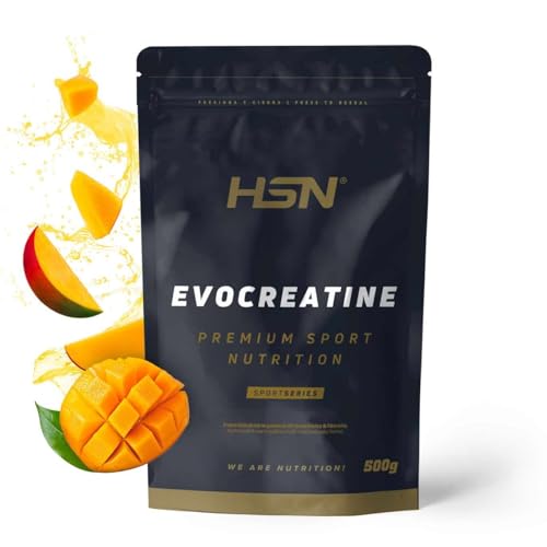 HSN Evocreatine Creatina Monohidrato Micronizada 500g | Sabor Mango | Vegana, Sin Gluten | Alta Solubilidad y Máxima Pureza | No Incluye Dosificador