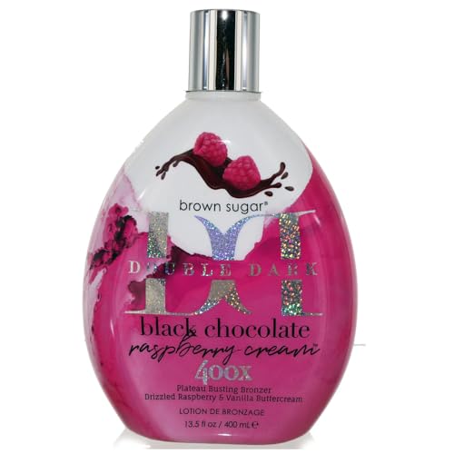 Brown Sugar Black Chocolate Raspberry Cream 400X Plateau-Busting Bronzer with Max Silicones, Skin Hydrators, and Advanced Color Enhancers – 13.5 oz Tanning Lotion