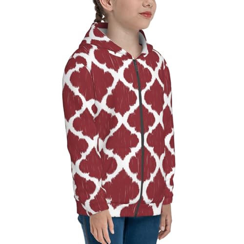Red Moroccan Kid Hoodies Boys Zip Up Sweatshirts Girls Pullover with Pocket4