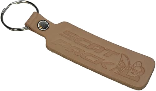 Dodge Scat Pack - Llavero de cuero hecho a mano con tambor teñido en Estados Unidos Fabricado en Detroit