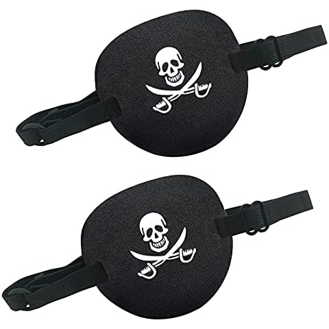 THSIREE 2PCS Pirate Eye Patch, Captain Eye Patches Skull Crossknives Eye Patch, Medical Eye Patches Lazy Eye Patches for Adults Kids Cover