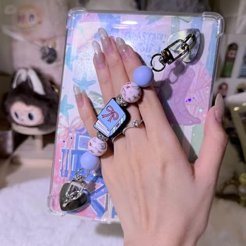 Strap for E-Reader, Cute Bow Book Silicone Beaded Grip Chain Charm for Kindle, Accessories for E-book Reader, E-Reader Device Hand Strap, Bookish Gift (Book)
