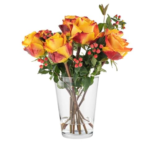 TREND FOR HOME Tulpenvase H: 19 cm Blumenvase Glas Große Vase für Rosen...