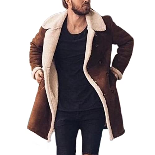 Veste doublée de fourrure en daim hommes look intemporel