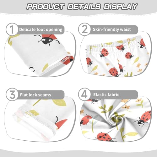 ALAZA Girls' Leggings Children's Yoga Pants Skinny Printed Dance Ladybird Plants Comfortable 4T2