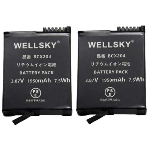 WELLSKY BCX204 BCX202 �݊��o�b�e���[ 2�� �����i�Ɠ����悤�g�p�\ Osmo Action 5 Pro/Osmo Action 4 / Osmo Action 3 / Osmo 360 / Osmo Action 6