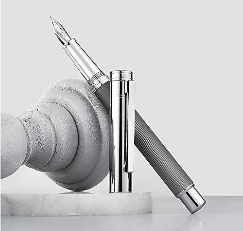 Stylo plume en acier motif vague gris HongDian avec plume iridium élégante