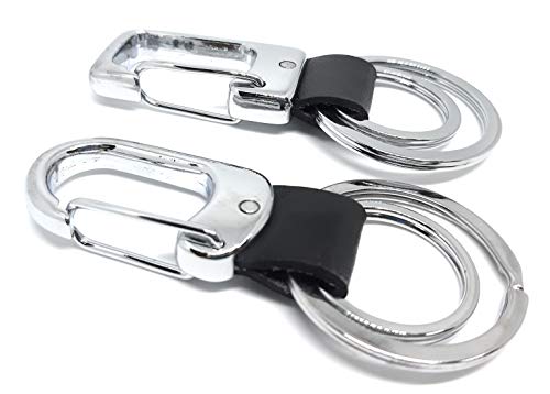 Image of Imported Pu Leather & Metal Keyring Key Chain Key Case Key Organizer for Home Keys Car Keys Bike Keys Office Keys Multi-Color Key Chain (Silver Black)