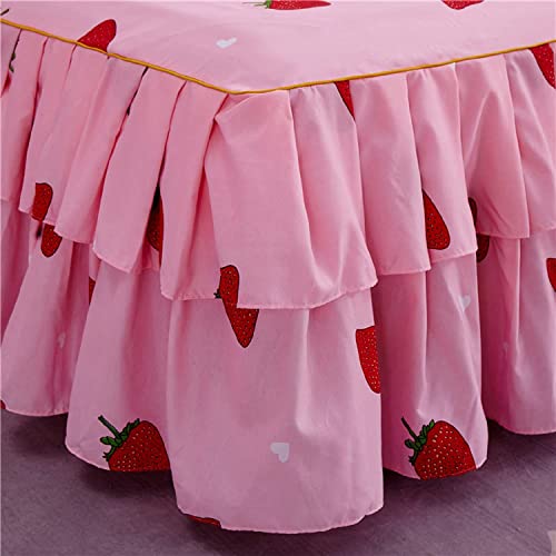 Feelyou Cute Strawberry Bed Sheet Set For Girls 3 Piece Kawaii Japanese Fitted Sheet 3 Side Coverage 14 Inch Drop Dust Ruffle Bed Skirt With 2 Pillowcases (Queen) #TOP2
