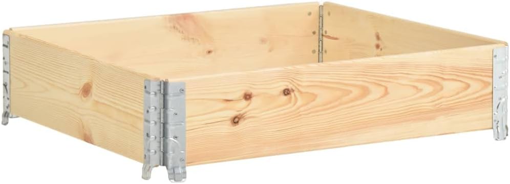 vidaXL Solid Pine Wood Pallet Collar, Stackable, Foldable, Storage Solution or Raised Garden Bed - 39.4"x39.4"