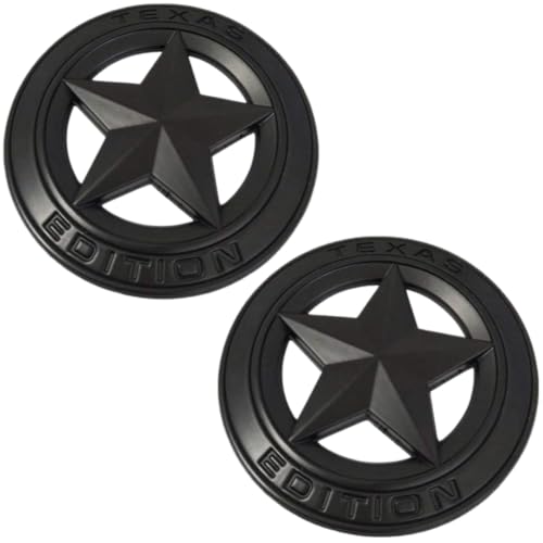 Emblème rond noir Texas Edition Star 7,6 cm pour garde-boue et calandre de pick-up américain F150