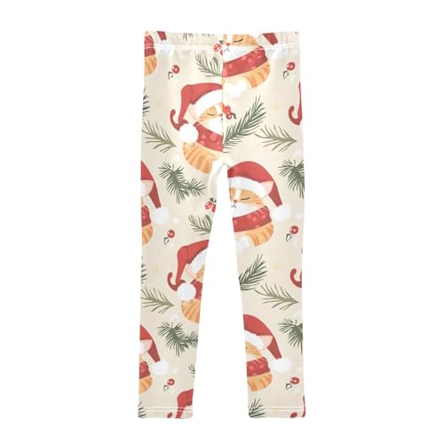 Cat in Hat Girls Leggings,Workout Leggings for Girls Toddler Athletic Legging Size for 3-10T2