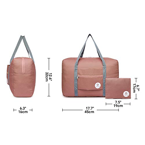 For Airlines Foldable Travel Duffel Bag Tote Carry on Luggage Sport Duffle Weekender Overnight for Women and Girls (1112-Orange)