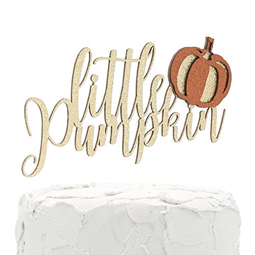 NANASUKO Cake Topper - little pumpkin - Double Sided gold glitter with pumpkin - Premium quality Made in USA