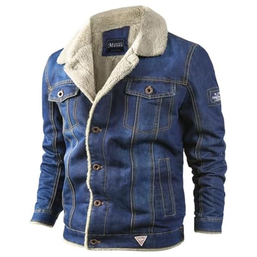 Jaqueta Jeans Masculina Mais Veludo Jaqueta Jeans Grossa Masculina Lapela Casual Jeans De Algodão Jaqueta Gola De Pele Inverno Quente Slim Fit, Light Blue, XL