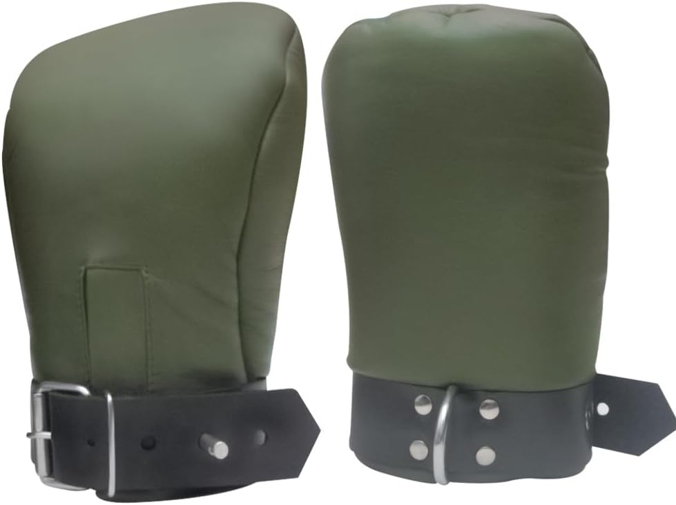 Real Black Leather Padded Mitt Gloves Wrist Hand Cuff Suspension Lockeable Restraints Bondage BDSM Cuffs (Mitts Gloves)