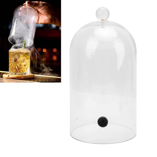Asixxsix Smoking Cloche, Individual Mini Glass Smoke Cloche for Cocktails, Charcuterie, Drinks, Food with Handheld Smoker, Glass Dome for Smoker Gun, Smoke Infuser Accessory (24cm)