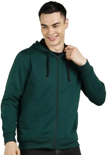 Alan Jones Clothing Men’s Solid Zipper Hooded Sweatshirt | Ribbed Hem, Lined Hood, Side Pockets, Durable Zip | Multiple Colors