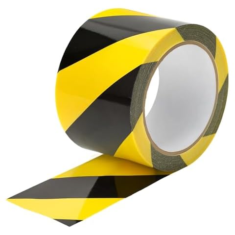 Black & Yellow Hazard Safety Floor Tape, 3 inch x 54 feet - Ideal for Walls, Floors, Pipes and Equipment. Cover