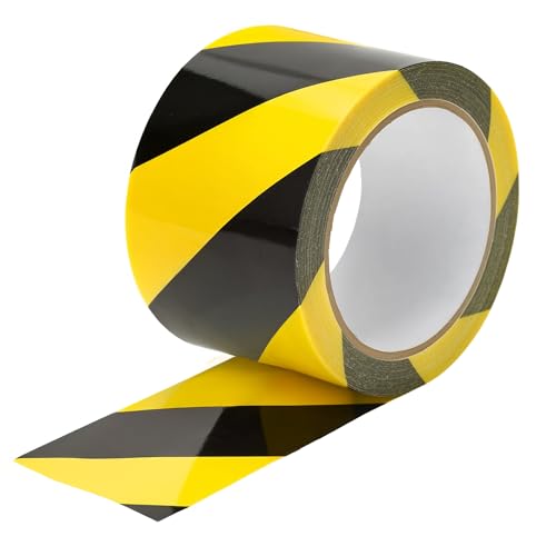 Black & Yellow Hazard Safety Floor Tape, 3 inch x 54 feet - Ideal for Walls, Floors, Pipes and Equipment.