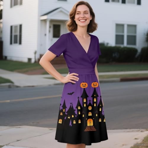 Image of Women's Summer Dresses Short Sleeve Formal Dresses with Pockets