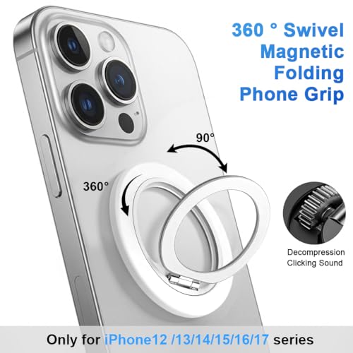 Image of ZORBES Magnetic Phone Ring Grip 360 Swivel Phone Grip Ultra Slim Folding Metal Phone Ring Phone Desk Stand Phone Support