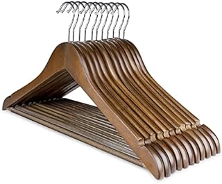 ilauke Wooden Coat Hangers12Pcs Strong Wooden Walnut Coat Hangers for Clothes,Smooth & No Roughness Wood Clothes Hanger with 360°Swivel Hook for Adult Hangers Suits,Trousers, Shirts
