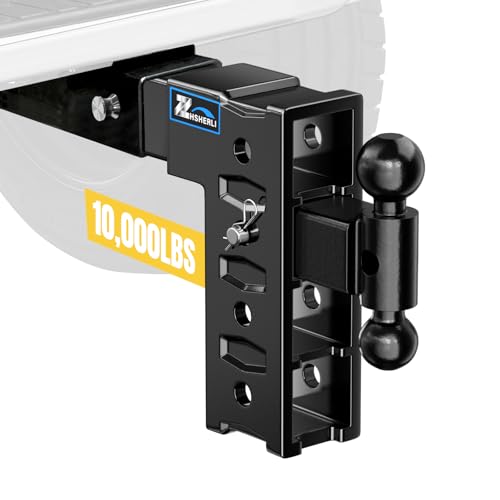 ZHSHERLI Adjustable Tow Hitch Fits 3 Receiver Trailer Hitch with 9 Drop/Rise Dual Ball Mount (2-5/16 & 2) 10 000 lbs Towing Capacity Drop Hitch for Trucks with Hitch Pin Lock