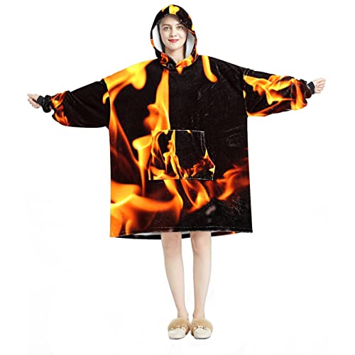Sweat à capuche surdimensionné pour vos soirées d'hiver avec poche et motif feu