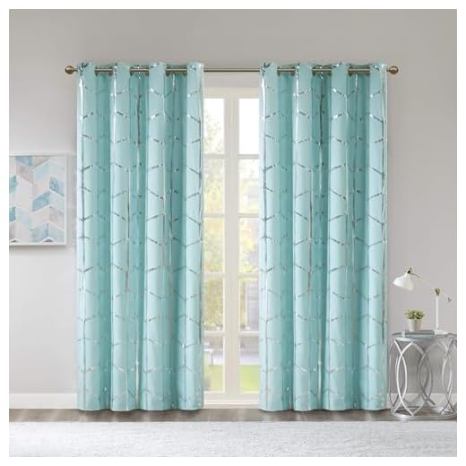 Intelligent Design Raina Total Blackout Metallic Print Grommet Top Single Curtain