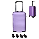 Bordlite Ryanair 40x25x20cm Cabin Suitcase – Removable Wheels for Extra Space – Underseat Hard Shell Carry On – Approved for Ryanair, easyJet, Jet2 – Lightweight ABS Travel Case - Purple